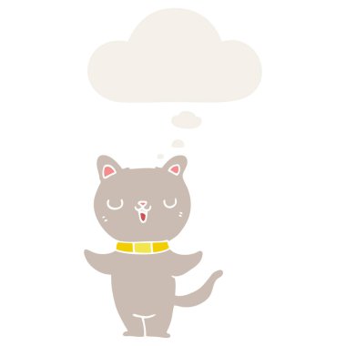 retro tarzında karikatür kedi ve düşünce balonu