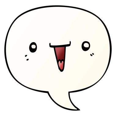 pürüzsüz degrade tarzında sevimli karikatür yüz ve konuşma balonu