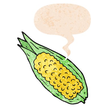 retro dokulu tarzda karikatür mısır ve konuşma balonu