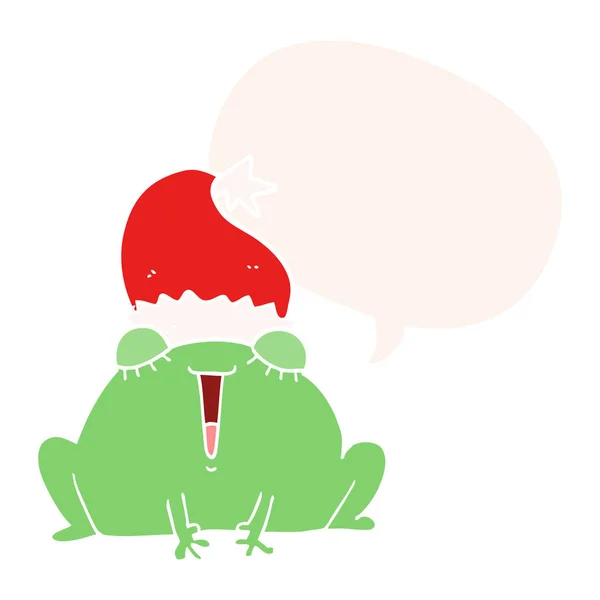 Słodkie kreskówki Boże Narodzenie żaba i dymka w stylu retro — Wektor stockowy