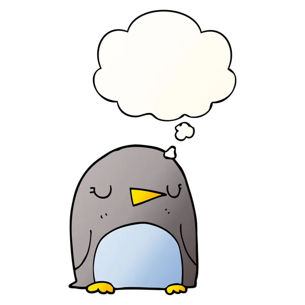 Cartoon-Pinguin und Gedankenblase im sanften Gradienten-Stil — Stockvektor