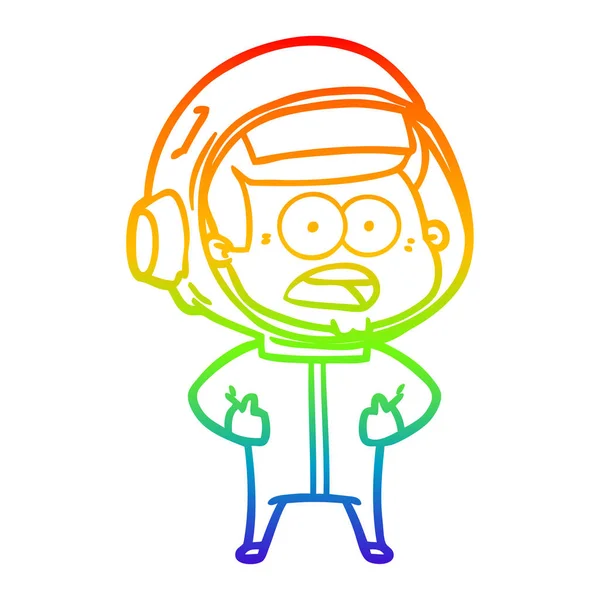 虹のグラデーションライン描画漫画は宇宙飛行士を驚かせた — ストックベクタ