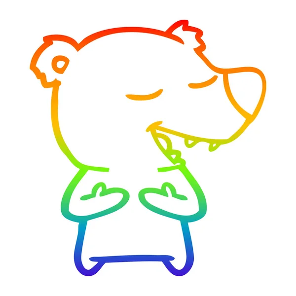 Regenboog gradiënt lijntekening cartoon Bear — Stockvector