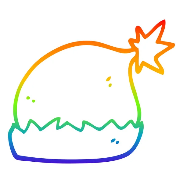 虹のグラデーションライン描画漫画サンタ帽子 — ストックベクタ