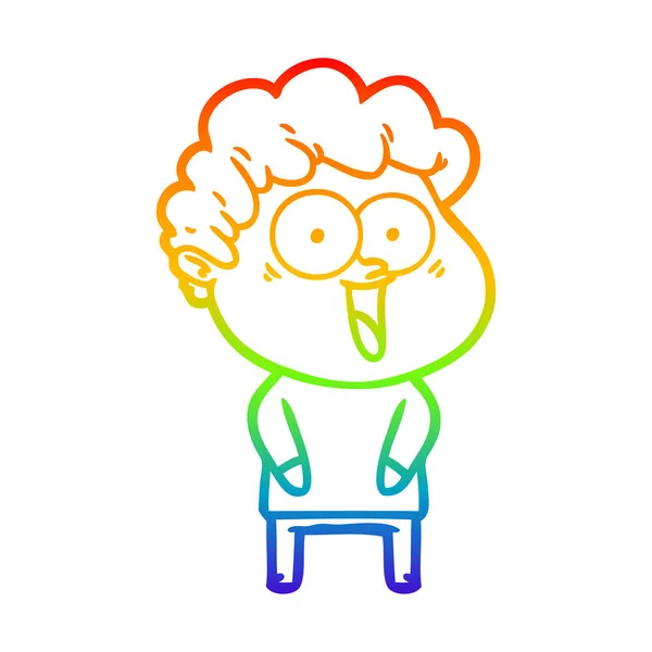 彩虹渐变线绘制卡通快乐的人 — 图库矢量图片