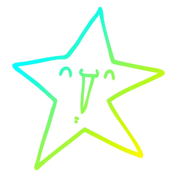 冷たいグラデーションラインは幸せな漫画の星を描く — ストックベクタ