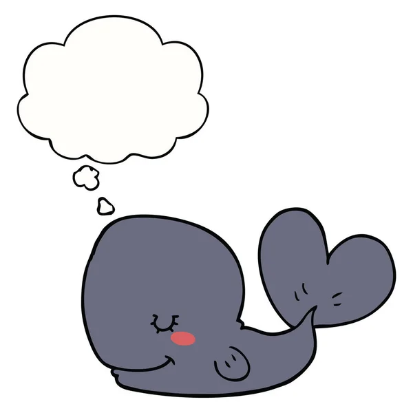 Cartoon walvis en gedachte Bubble — Stockvector