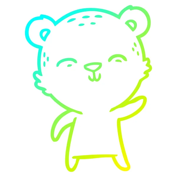 Kall gradient linje ritning Happy Cartoon Bear — Stock vektor