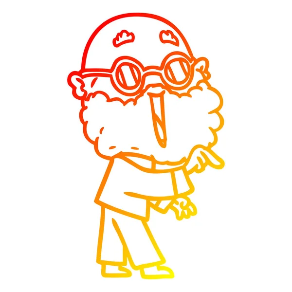 Warme Gradientenlinie Zeichnung Cartoon fröhlicher Mann mit Bart Spitze — Stockvektor
