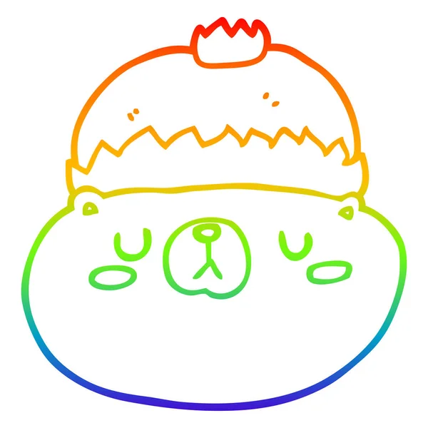 虹のグラデーションライン描画漫画クリスマスクマ — ストックベクタ