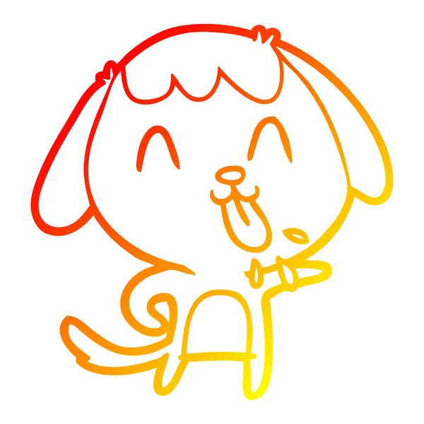 Čára teplého přechodu kreslení rozkošný kreslený pes — Stockový vektor