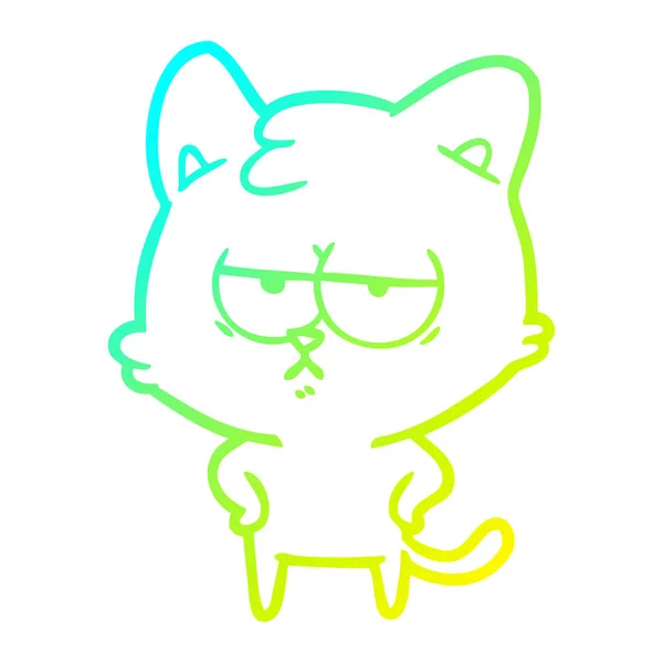 Studená Přechodová čára kreslení nudně Kreslená kočka — Stockový vektor