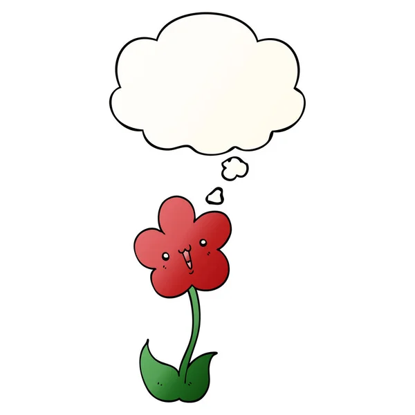 滑らかなグラデーションスタイルで漫画の花と思考バブル — ストックベクタ
