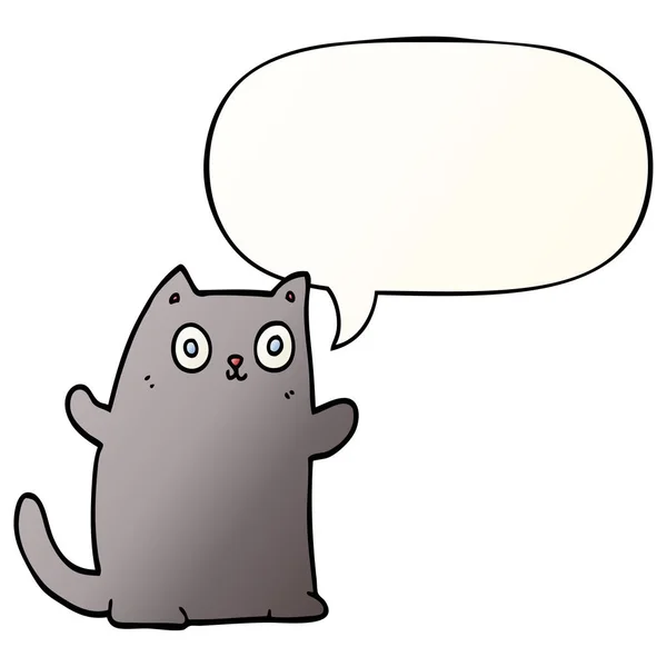 Cartoon cat and speech bubble in smooth gradient style — Stock Vector