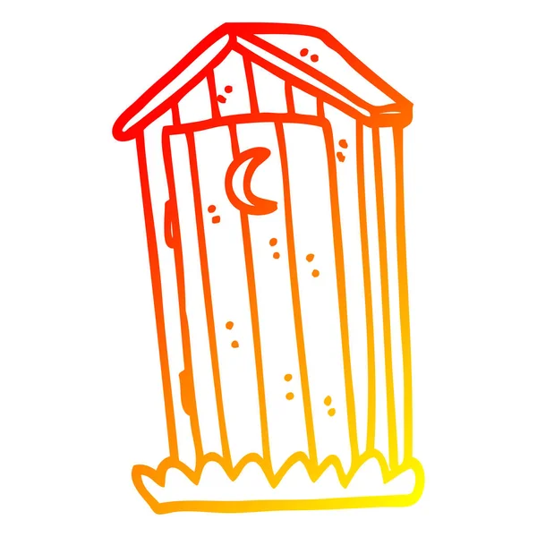 Horký gradient čára kresba kreslená stará venkovní toaleta — Stockový vektor