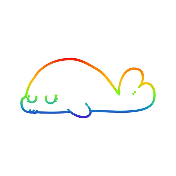 Linha gradiente arco-íris desenho bonito selo dos desenhos animados — Vetor de Stock