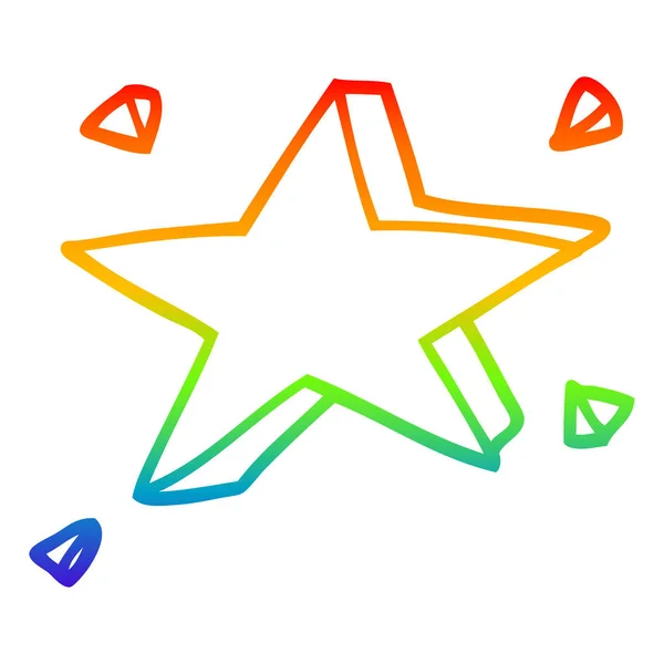 虹のグラデーションライン描画漫画黄色の星 — ストックベクタ