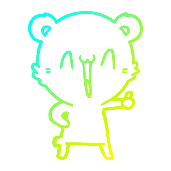 Studená přechodová linka kreslení šťastný medvěd kreslený — Stockový vektor