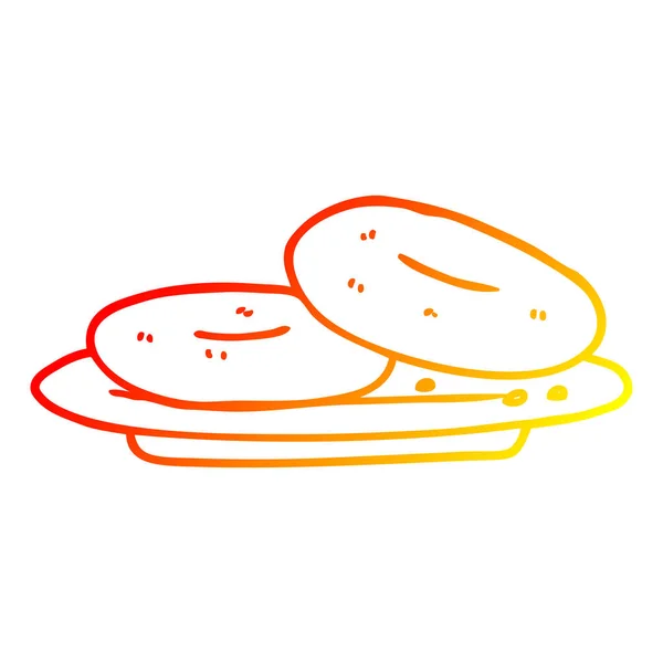 Warm gradient line drawing cartoon donuts — Stock Vector