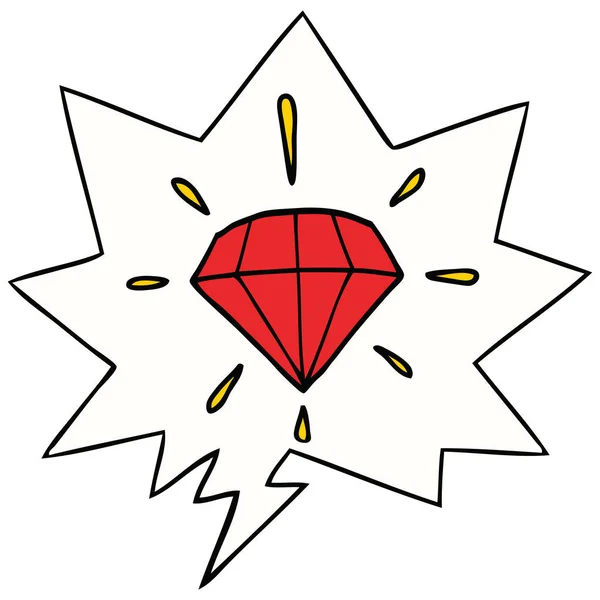 Kreslený Tetovaný diamant a bublina řeči — Stockový vektor