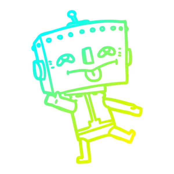 Kaltes Gefälle Linie Zeichnung Cartoon Roboter — Stockvektor