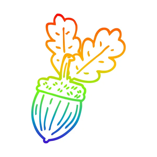 Rainbow gradient linje ritning tecknad Acorn — Stock vektor