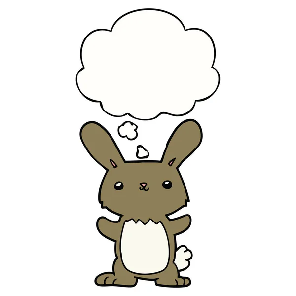 Mignon dessin animé lapin et bulle de pensée — Image vectorielle