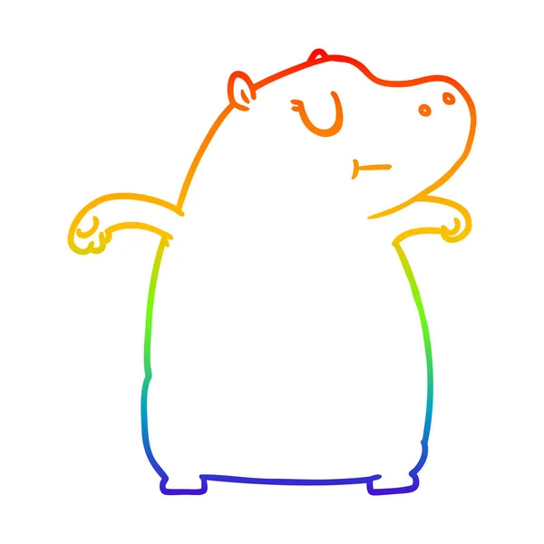 Regenbogen-Gradienten-Linie Zeichnung Karikatur Nilpferd — Stockvektor