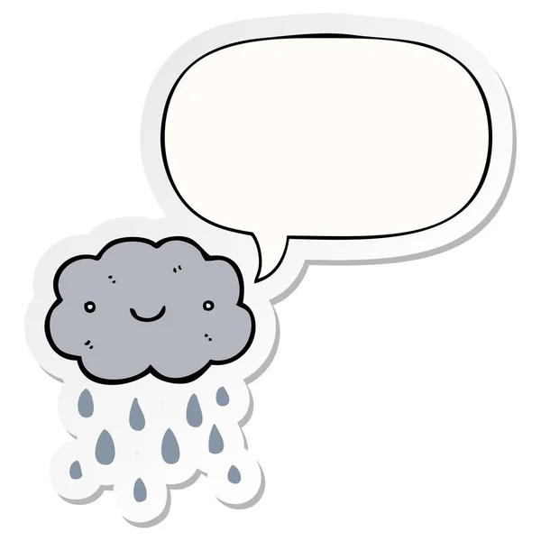 Leuke cartoon wolk en toespraak bubble sticker — Stockvector