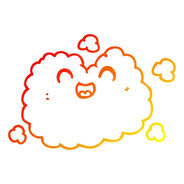 따뜻한 그라데이션 라인 그리기 만화 행복 연기 구름 — 스톡 벡터