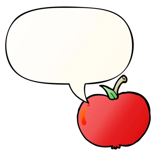 Cartoon-Apfel und Sprechblase im sanften Gradientenstil — Stockvektor