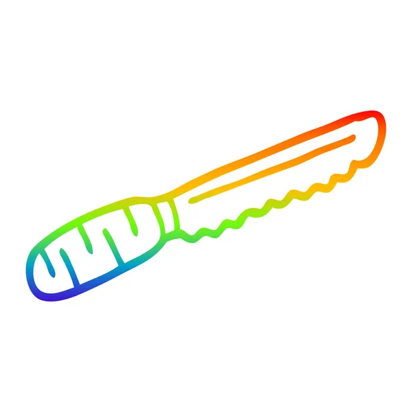 Arco iris gradiente línea dibujo dibujos animados pan cuchillo — Archivo Imágenes Vectoriales