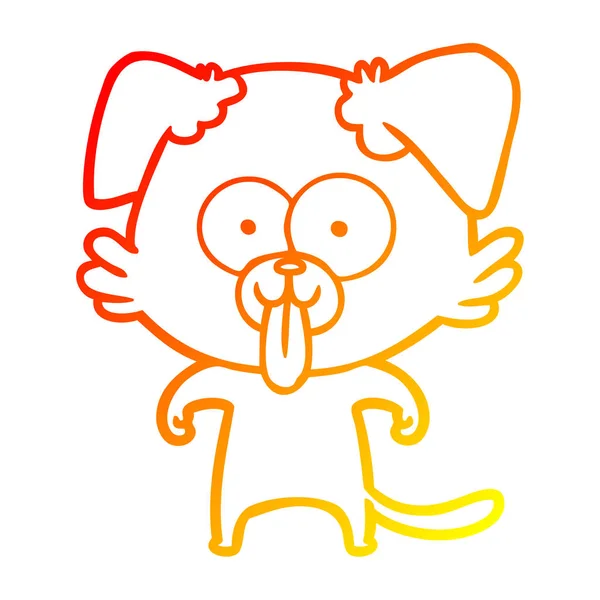 Sıcak degrade çizgi karikatür köpek dil dışarı yapışan — Stok Vektör