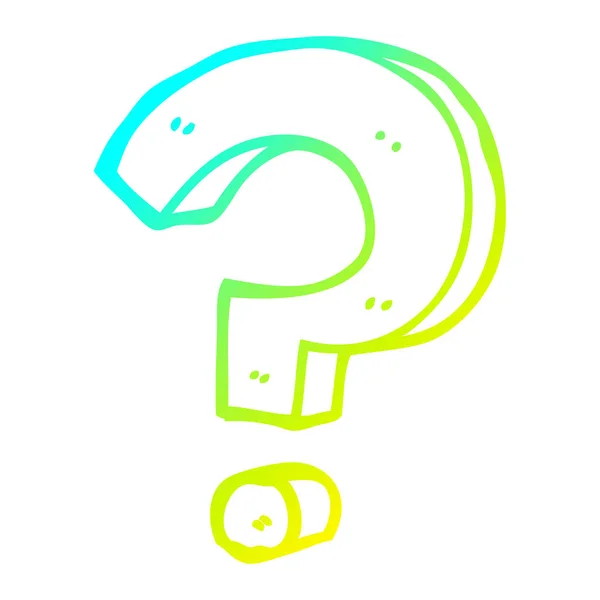 Cold gradient line drawing cartoon question mark — Stock Vector