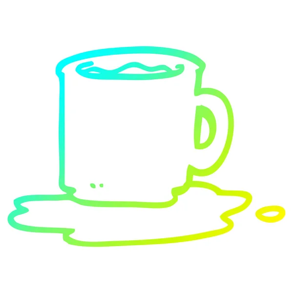 Kaltes Gefälle Linie Zeichnung Karikatur Tasse Kaffee — Stockvektor