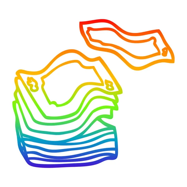 Rainbow gradient ligne dessin dessin animé grande pile d'argent — Image vectorielle