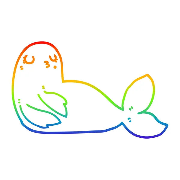 Rainbow gradient line drawing cartoon seal — Stock Vector