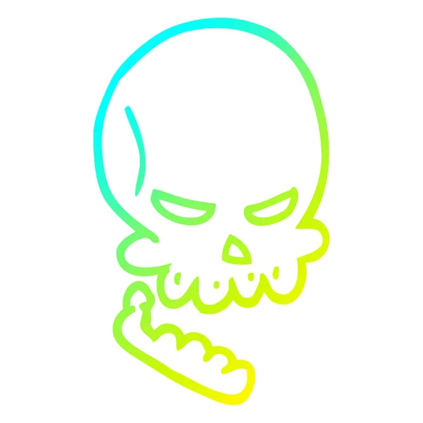 Cold gradient line drawing cartoon halloween skull — Stock Vector
