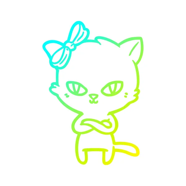 Linie de gradient rece desen animat drăguț pisica — Vector de stoc