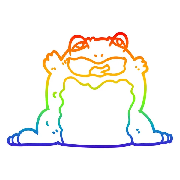 Rainbow gradient line drawing cartoon toad — Stock Vector