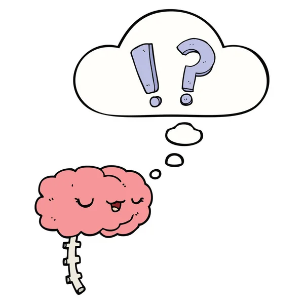 Karikatür meraklı beyin ve düşünce balonu — Stok Vektör