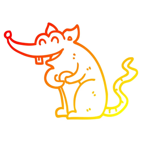 Línea de gradiente caliente dibujo dibujos animados rata — Vector de stock