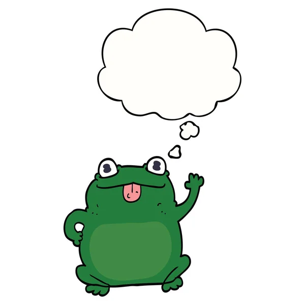Kreslená Žabka a myšlenková bublina — Stockový vektor