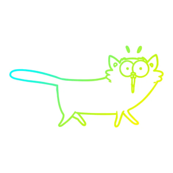 Línea de gradiente frío dibujo dibujos animados gato — Vector de stock