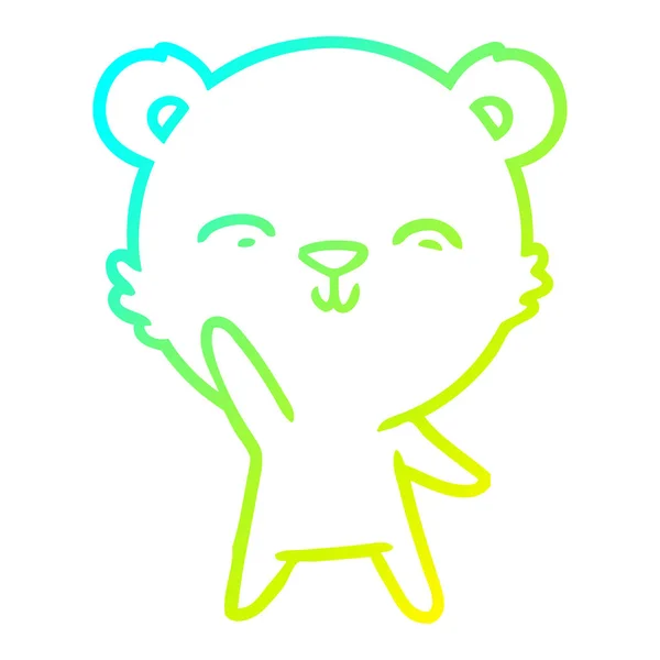 Kall gradient linje ritning Happy Cartoon Bear — Stock vektor