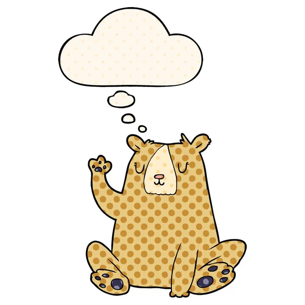 Мультяшний ведмідь; хвиляста бульбашка думок у стилі коміксів — стоковий вектор