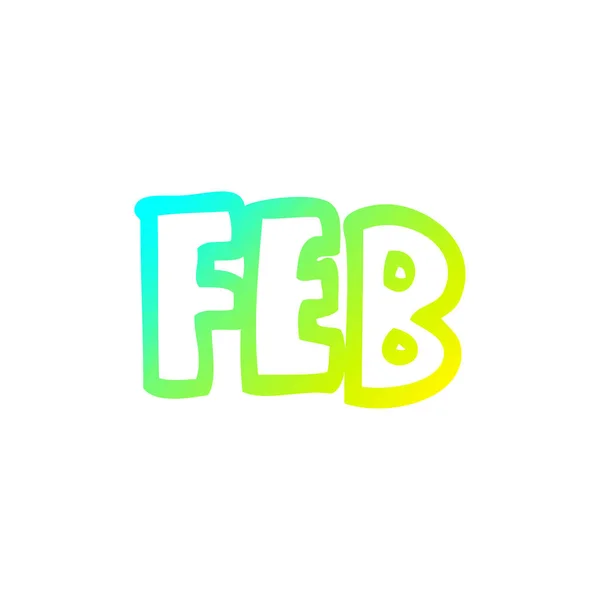 Linea gradiente freddo disegno cartone animato mese di febbraio — Vettoriale Stock