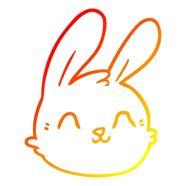 Chaud gradient ligne dessin dessin animé lapin visage — Image vectorielle