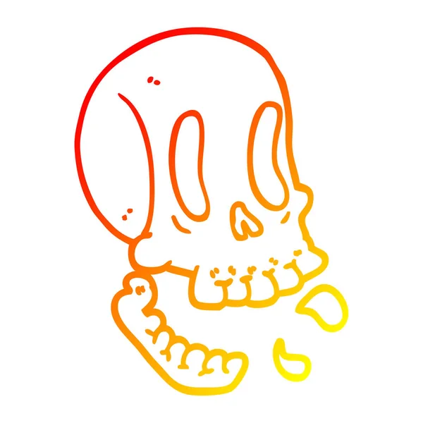 Chaud gradient ligne dessin drôle dessin animé crâne — Image vectorielle
