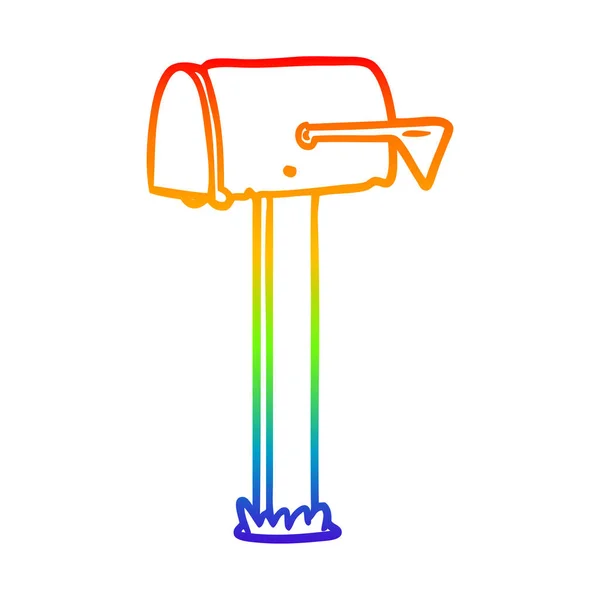 Rainbow gradient line drawing mailbox — Stock Vector